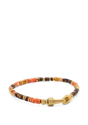 Nialaya Jewelry beaded logo-engraved bracelet - Gold