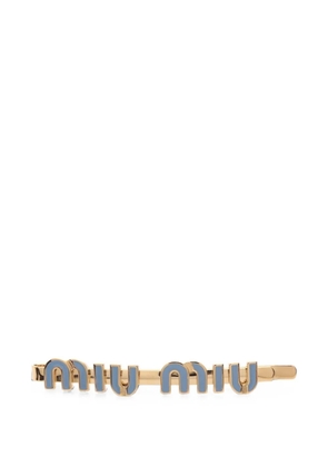Miu Miu Pre-Owned 2020s logo-plaque hair clip - Gold
