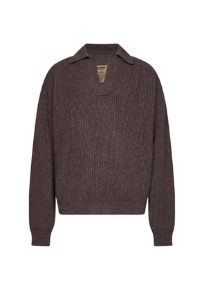 Uma Wang ribbed-knit V-neck sweater - Brown