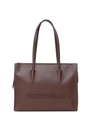 Coccinelle medium Myrtha26 logo-embossed leather tote bag - Brown