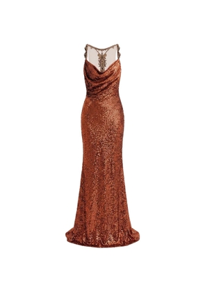 Gemy Maalouf sequin-embellished beaded-strap dress - Orange
