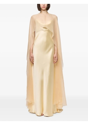 Atu Body Couture satin-finish silk-cape slip maxi dress - Neutrals