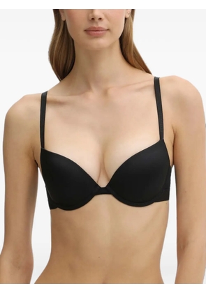 Armani Exchange logo-tape push-up bra - Black