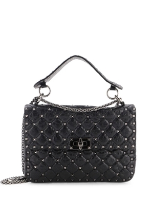 Valentino Garavani Pre-Owned Rockstud Spike Flap Bag Crystal Embellished Quilted Leather Medium shoulder bag - Black