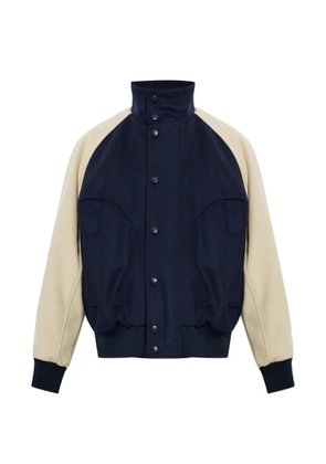 Balmain logo-embroidered colour-block bomber jacket - Blue