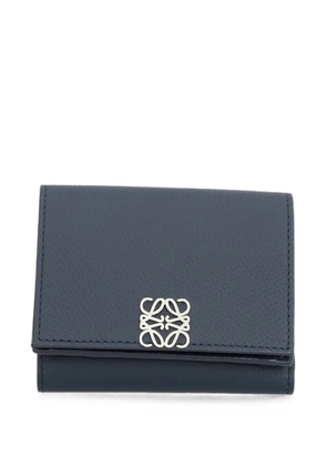 LOEWE Anagram trifold wallet in pebble grained calfskin - Blue