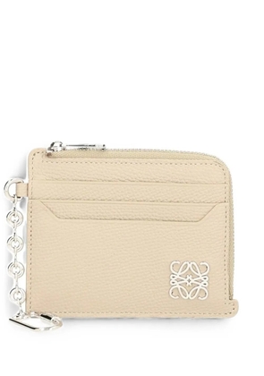 LOEWE Anagram square coin cardholder in pebble grained calfskin - Neutrals