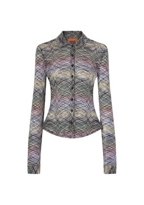 Missoni zigzag-knit button-down shirt - Grey
