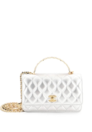 CHANEL Pre-Owned Pick Me Up Logo Handle Wallet on Chain Quilted Lambskin satchel - Metallic