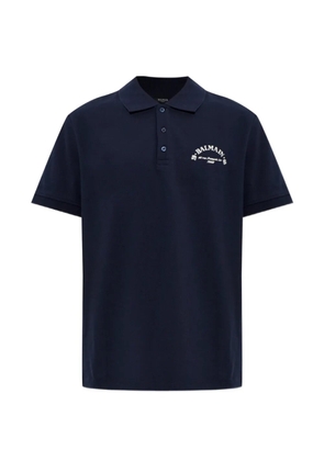 Balmain logo-print cotton polo shirt - Blue