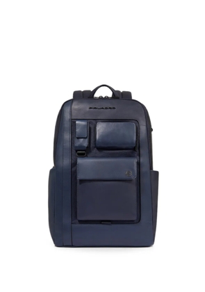 PIQUADRO multi-pocket leather backpack - Blue