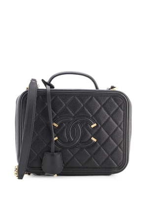 CHANEL Pre-Owned Filigree Vanity Case Quilted Caviar Medium satchel - Black