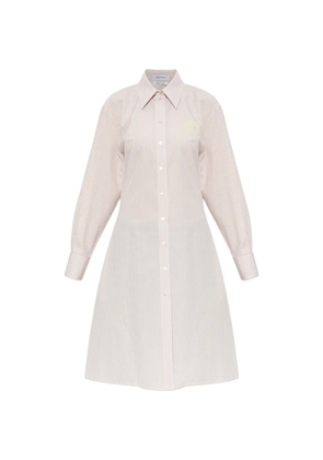 Alexander McQueen lace-up striped shirt midi dress - Neutrals