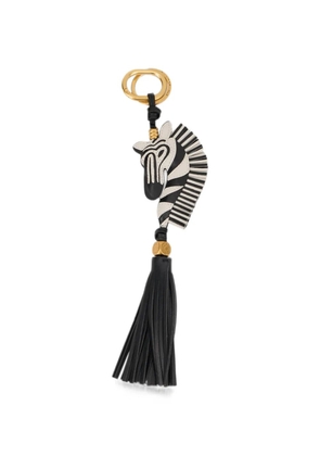 GIANNI CHIARINI zebra-motif tassel keyring - Black