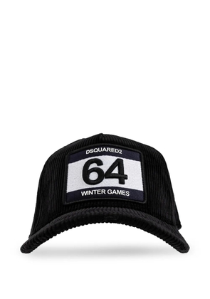 DSQUARED2 logo-patch corduroy cap - Black