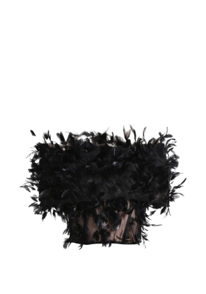 Gemy Maalouf feather-trim off-shoulder top - Black