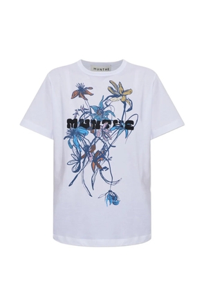 MUNTHE Vuranus floral-print logo-print top - White