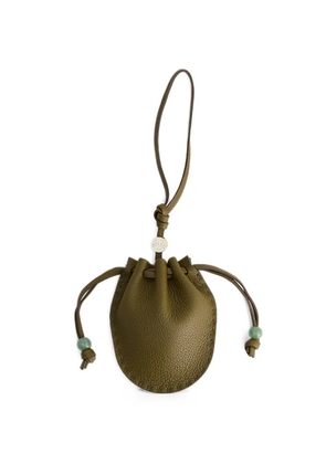 Shanghai Tang drawstring leather bag charm - Green
