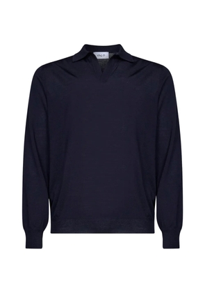 D4.0 V-neck long-sleeve polo shirt - Blue