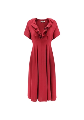 Alberta Ferretti ruffled V-neck midi dress - Red