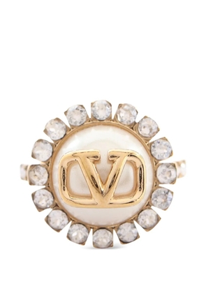 Valentino Garavani Pre-Owned 2010s VLogo rhinestone-embellished ring - Gold