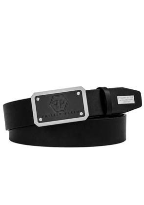 Philipp Plein leather belt hexagon logo - Black