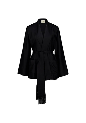 PAULA belted wrap jacket - Black