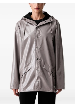 Rains hooded gloss-effect raincoat - Grey
