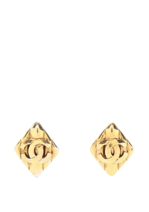 CHANEL Pre-Owned 1997 CC Gold Plated Rhombus Clip on Earring costume earrings