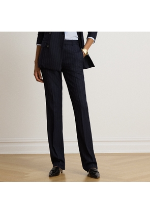 Pinstripe Wool-Blend Twill Trouser