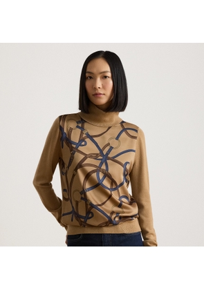 Belting-Print Roll Neck Jumper