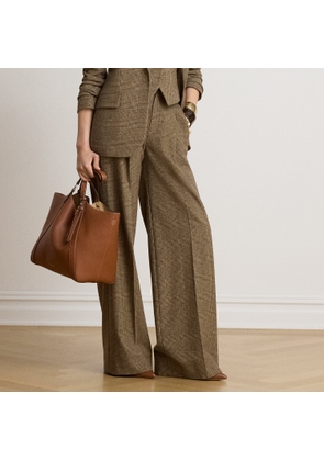 Glen Plaid Brushed Wool Wide-Leg Trouser