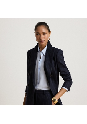 Pinstripe Double-Breasted Twill Blazer