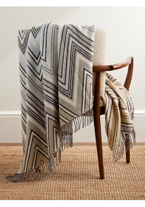 Missoni Home - Plume Fringed Striped Jacquard-Knit Wool-Blend Blanket - Men - Brown