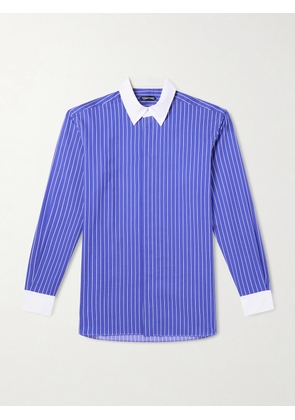 TOM FORD - Pinstriped Silk Shirt - Men - Blue - EU 39