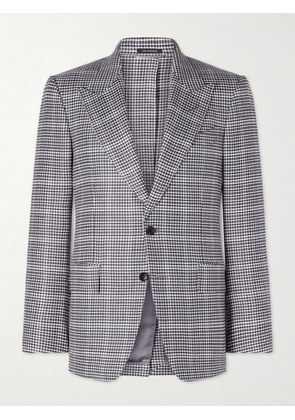 TOM FORD - Houndstooth Wool-Blend Blazer - Men - Black - IT 48