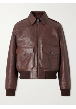 A.P.C. - Gael Leather Jacket - Men - Brown - S