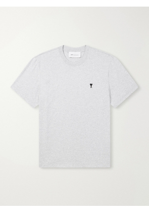 AMI PARIS - Logo-Embroidery Cotton-Jersey T-shirt - Men - Gray - XS