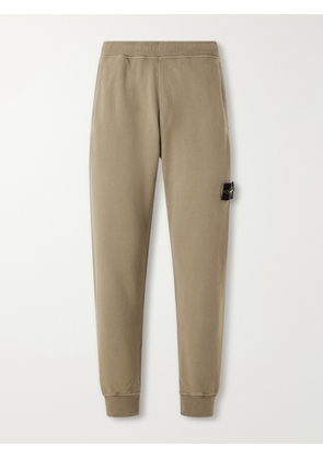 Stone Island - Logo-Appliquéd Brushed Cotton-Fleece Sweatpants - Men - Green - S