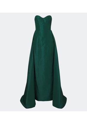 Monique Lhuillier Draped strapless silk bustier gown