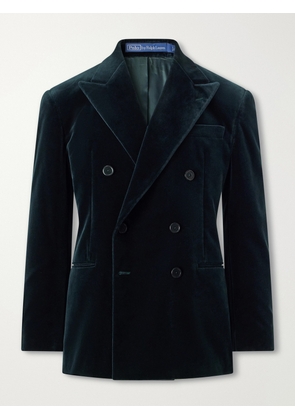 Polo Ralph Lauren - Double-Breasted Linen-Blend Velvet Blazer - Men - Green - UK/US 40