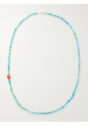 Peyote Bird - Ritual 14-Karat Gold, Turquoise and Coral Beaded Necklace - Men - Blue