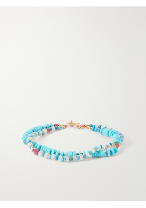 Peyote Bird - Alexandria 14-Karat Gold Multi-Stone Beaded Bracelet - Men - Blue