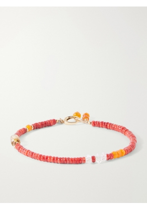 Peyote Bird - Surya 14-Karat Gold Multi-Stone Beaded Bracelet - Men - Orange