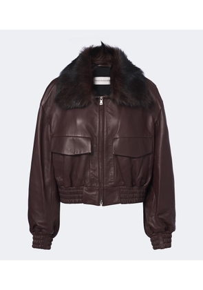 Nour Hammour Shearling-trimmed leather blouson jacket
