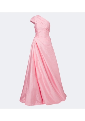 Monique Lhuillier Draped one-shoulder bustier gown