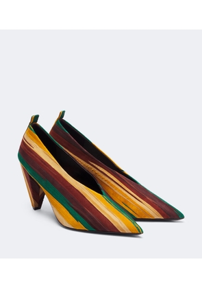 Loewe Origami Cubic striped leather pumps