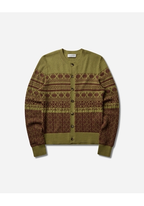 Men s Jacquard Wool Cardigan Olive