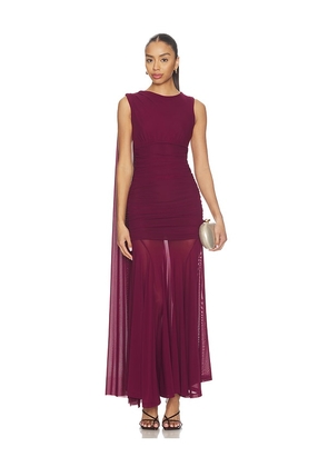Bardot Alverie Mesh Maxi Dress in Burgundy. Size 10. Also in 12, 2, 4, 6, 8.