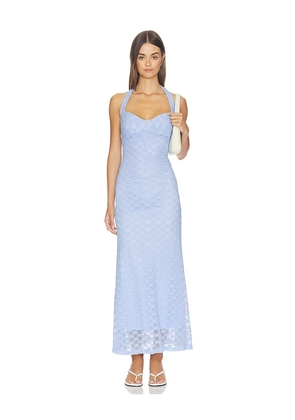 Bardot Mariko Halter Neck Midi Dress in Baby Blue. Size 10. Also in 12, 2, 4, 6, 8.